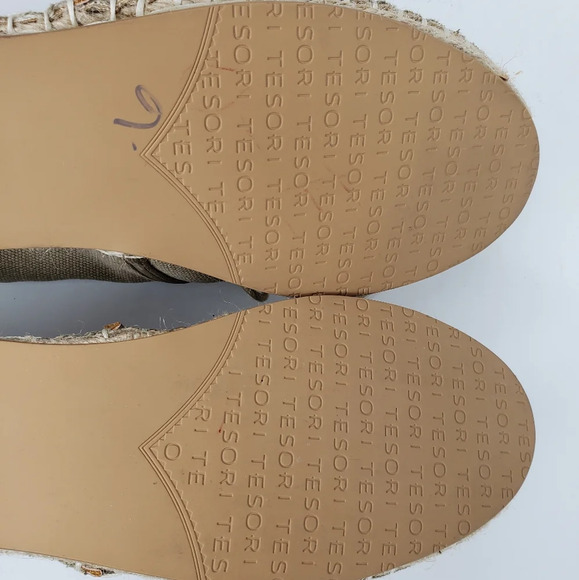 Tesori Bermuda Fab Khaki Lace Up Espadrilles Sneakers sz 8.5M Casual Comfort - Picture 9 of 10